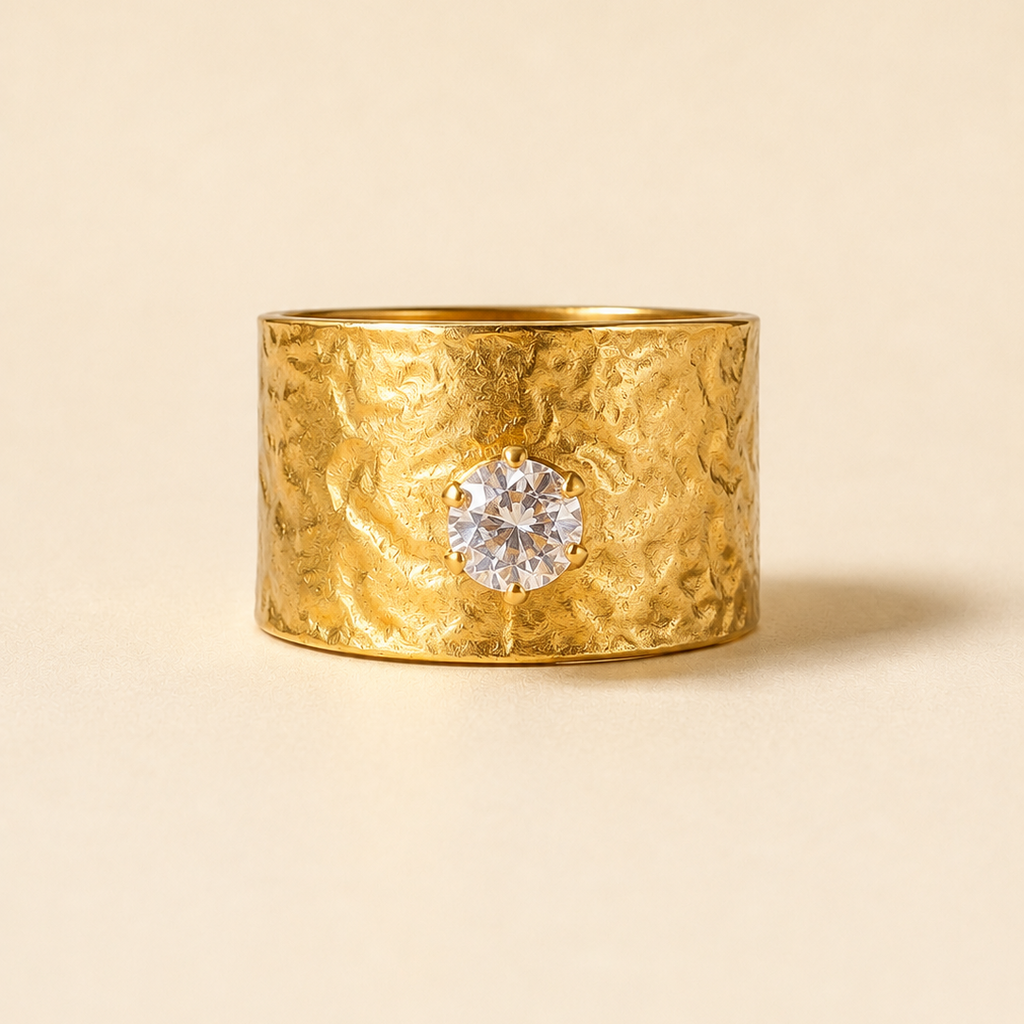 Golden Textured Gem Cuff