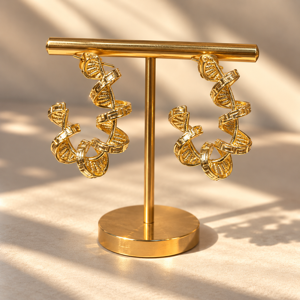 Sculpted Gold Twist Earrings