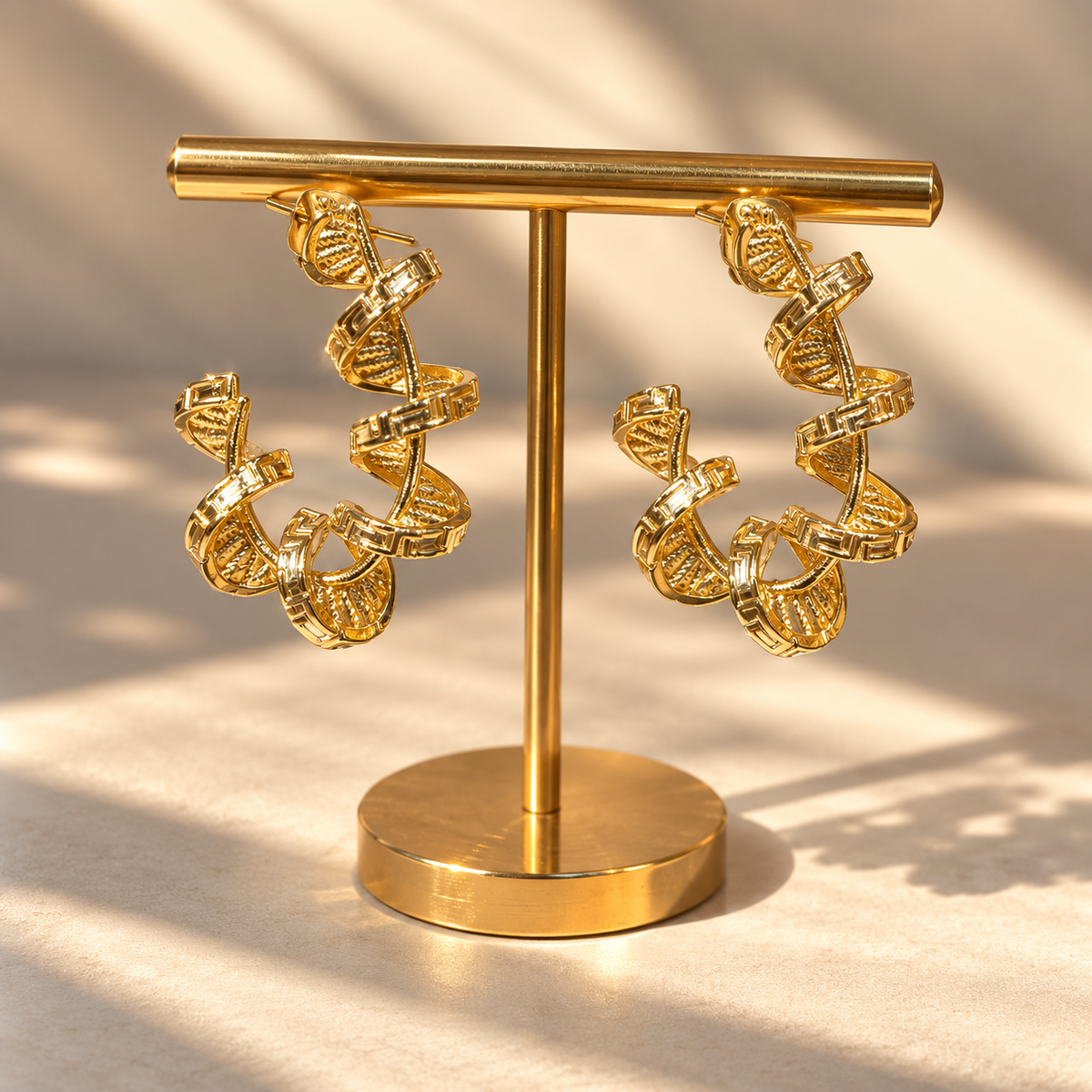 Sculpted Gold Twist Earrings