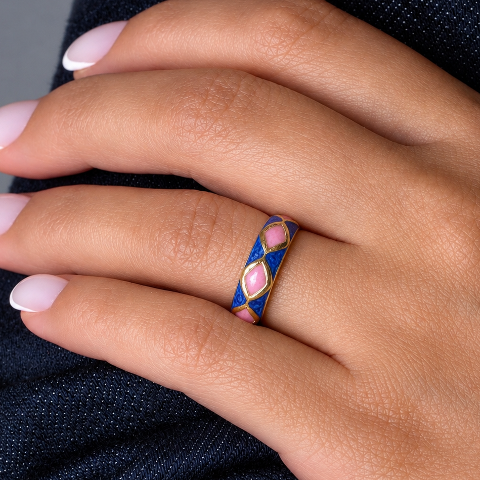 Dark Blue Enamel Ring