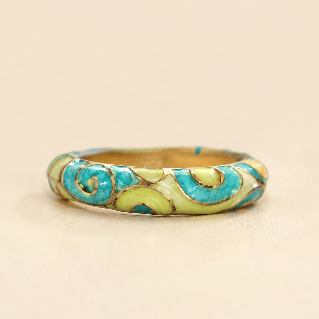 Yellow & Blue Enamel Ring