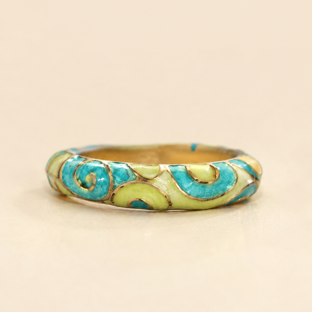 Yellow & Blue Enamel Ring