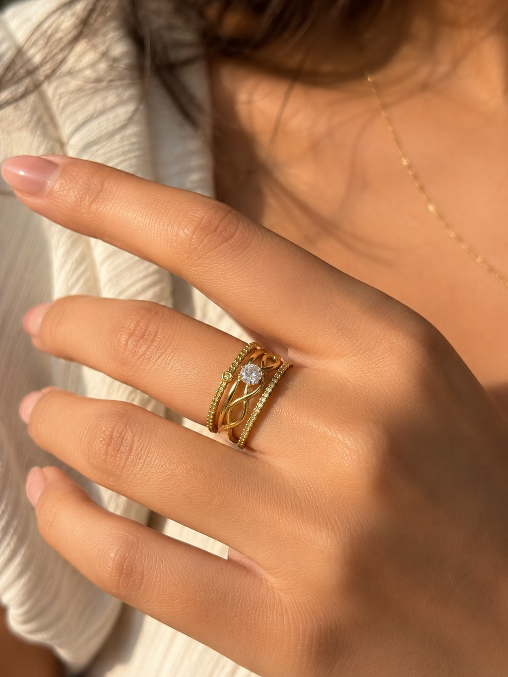 Golden Glow Ring Stack