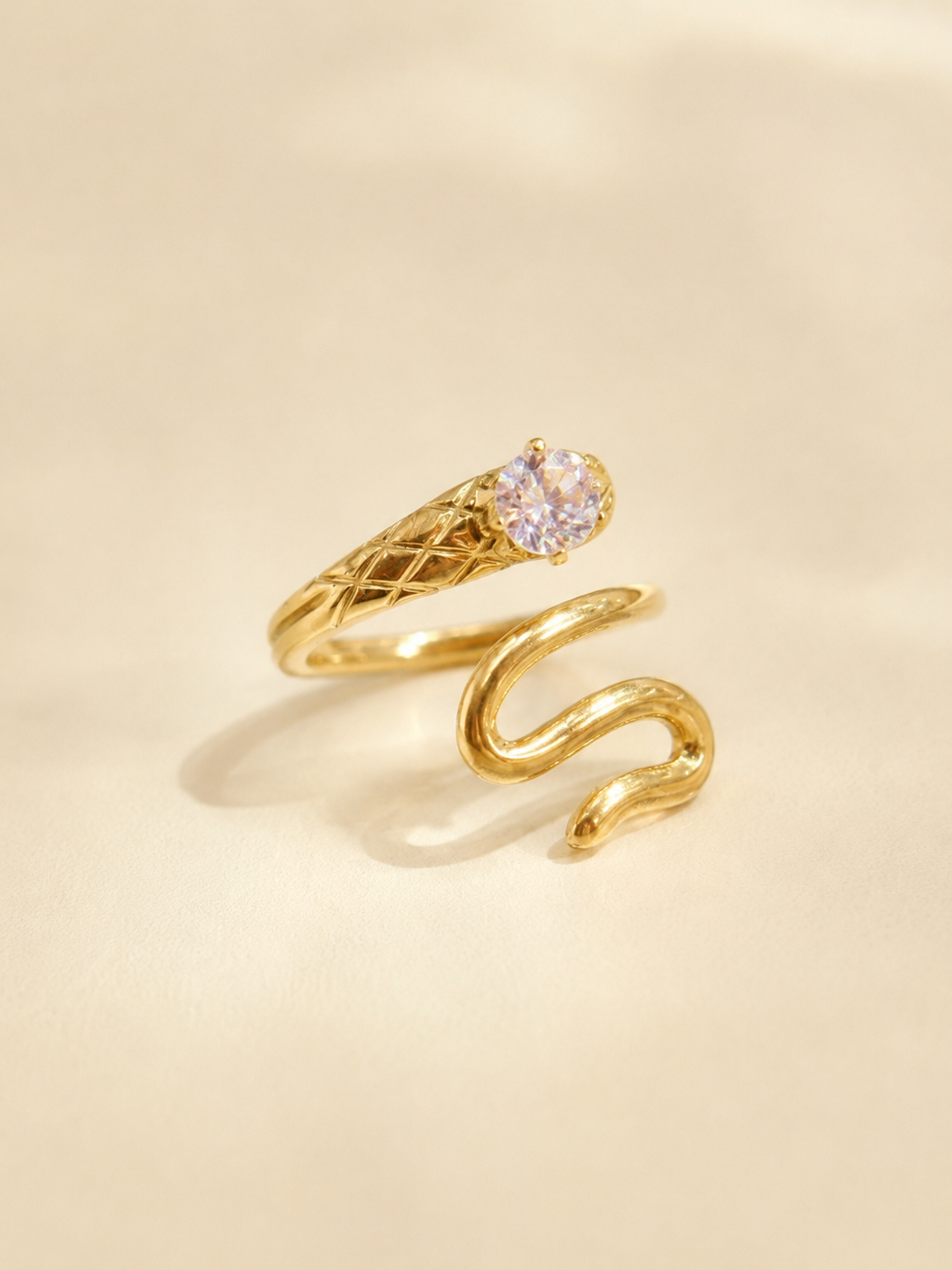 Snake-Inspired Sparkle Ring