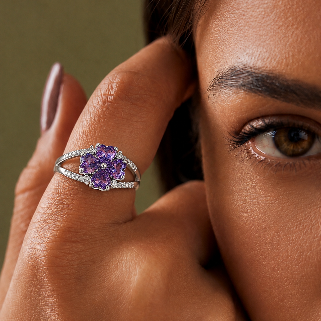 Lavender Heart flower Ring