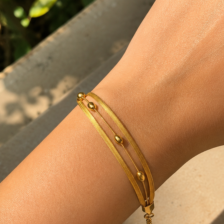 Golden Beaded Layer Bracelet