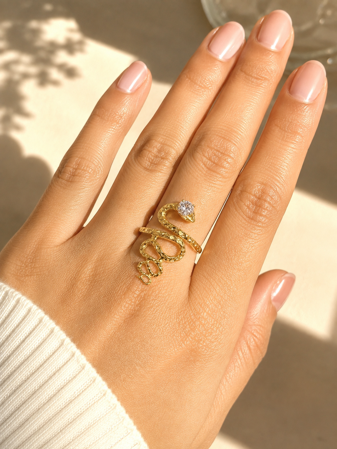 Snake-Inspired Sparkle Ring