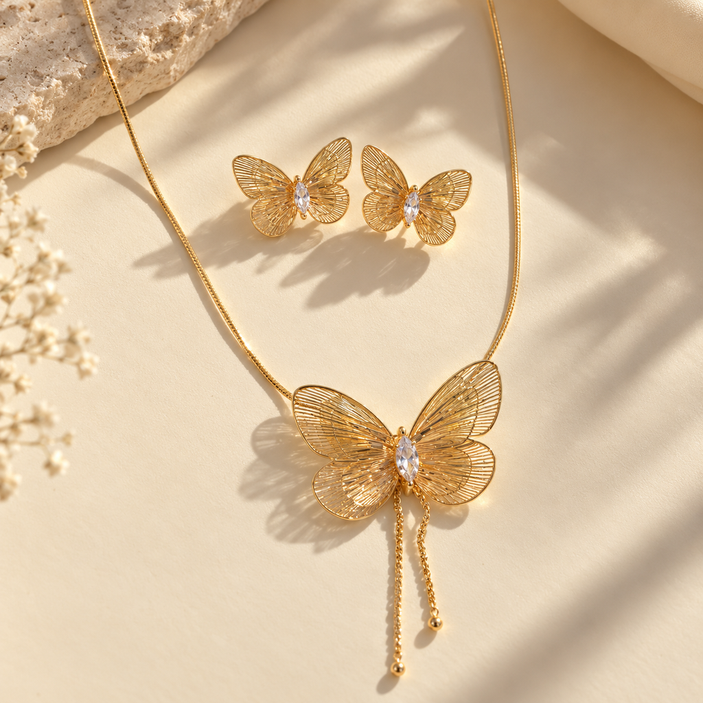 Golden Long Necklace Set