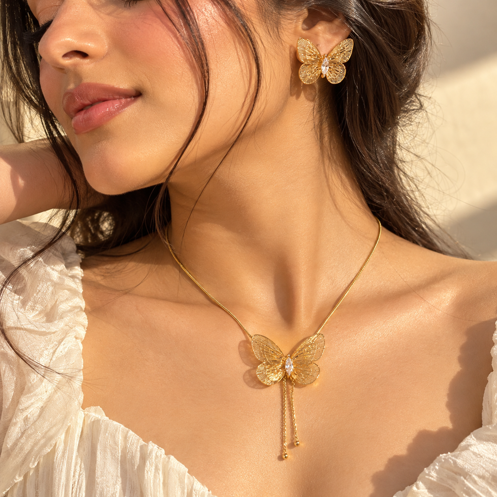 Golden Long Necklace Set
