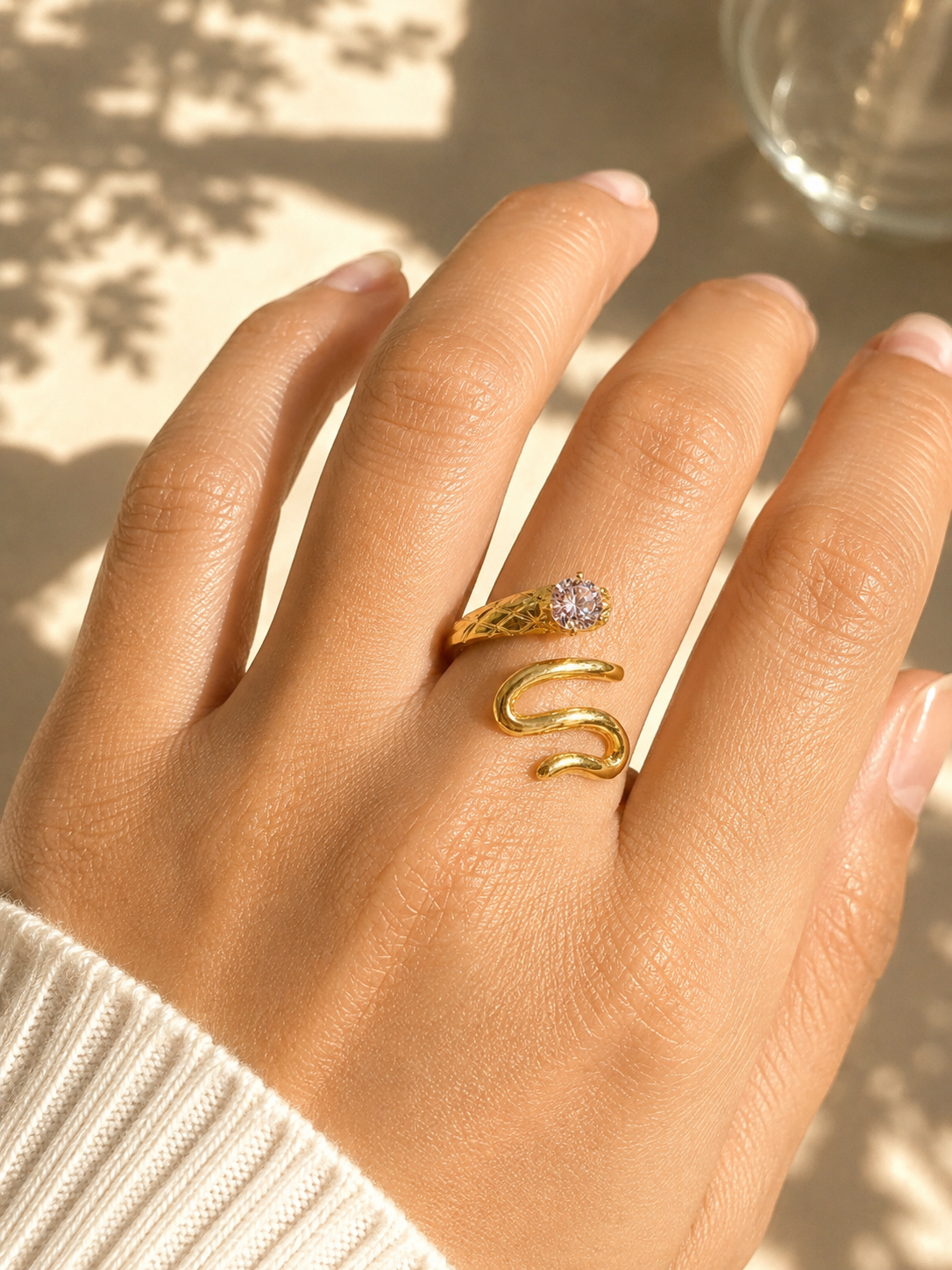 Snake-Inspired Sparkle Ring