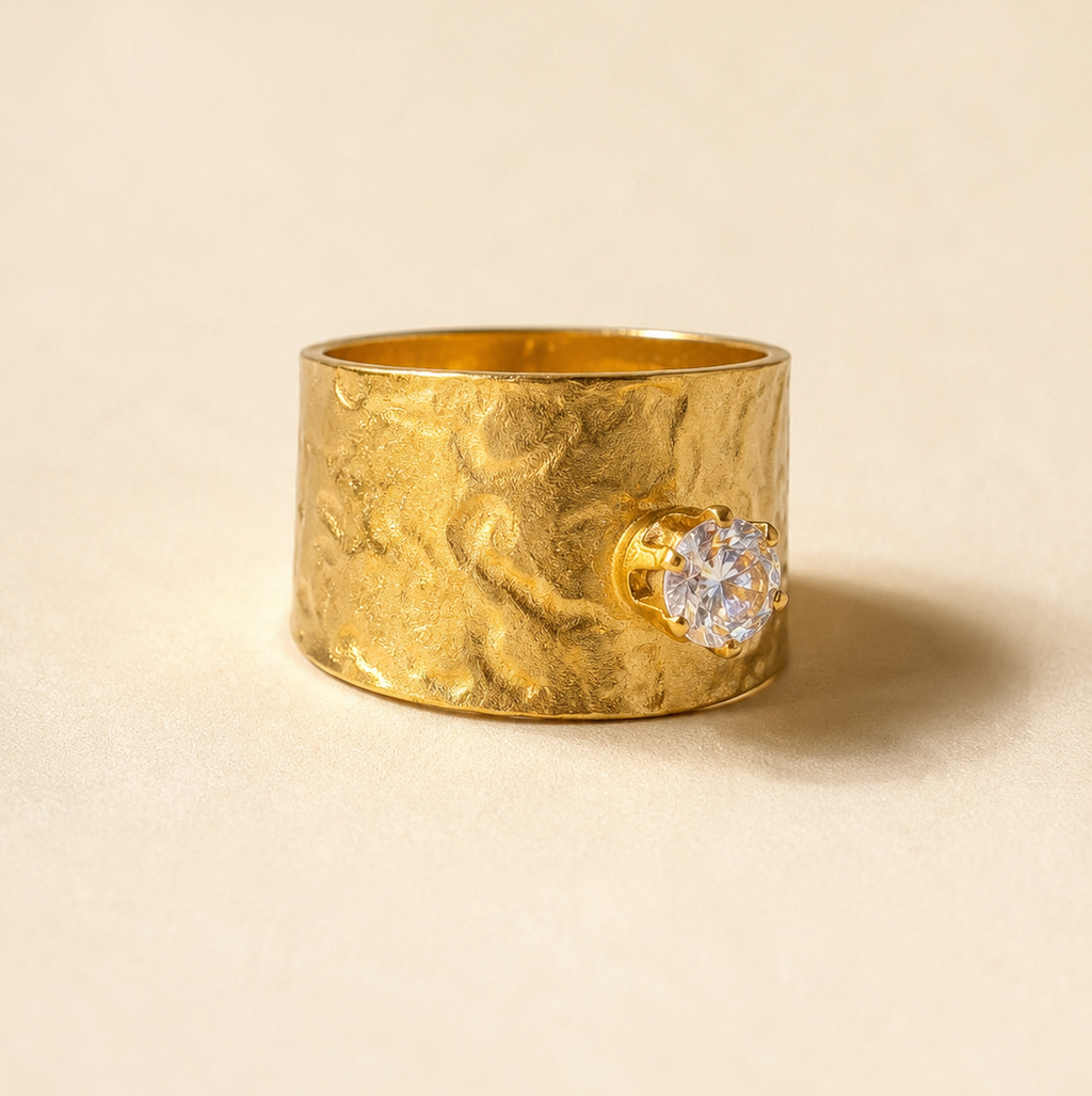 Golden Textured Gem Cuff