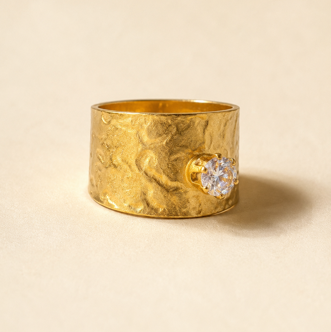 Golden Textured Gem Cuff