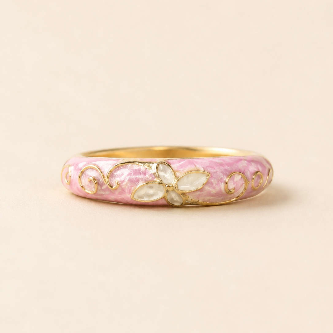 Marble Pink Enamel Ring
