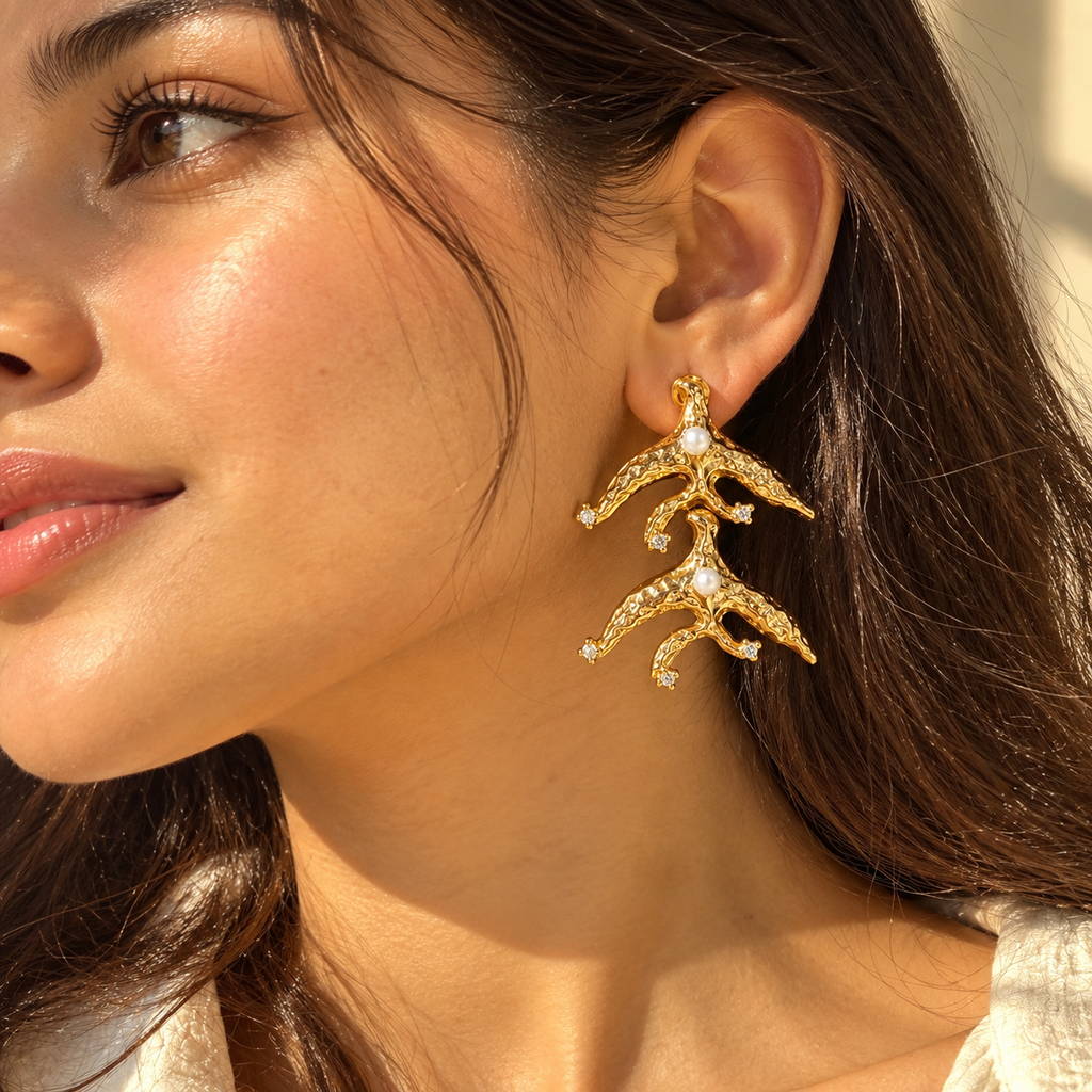 Golden Bird Wing Earrings