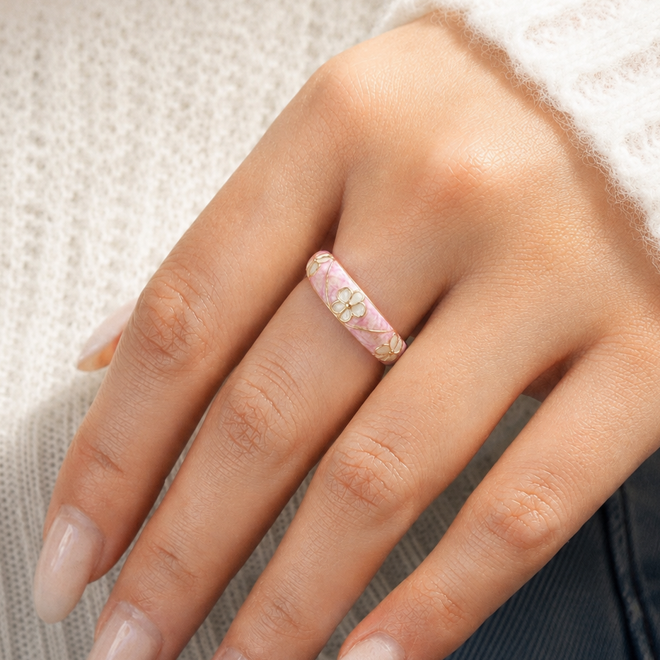 Marble Pink Enamel Ring