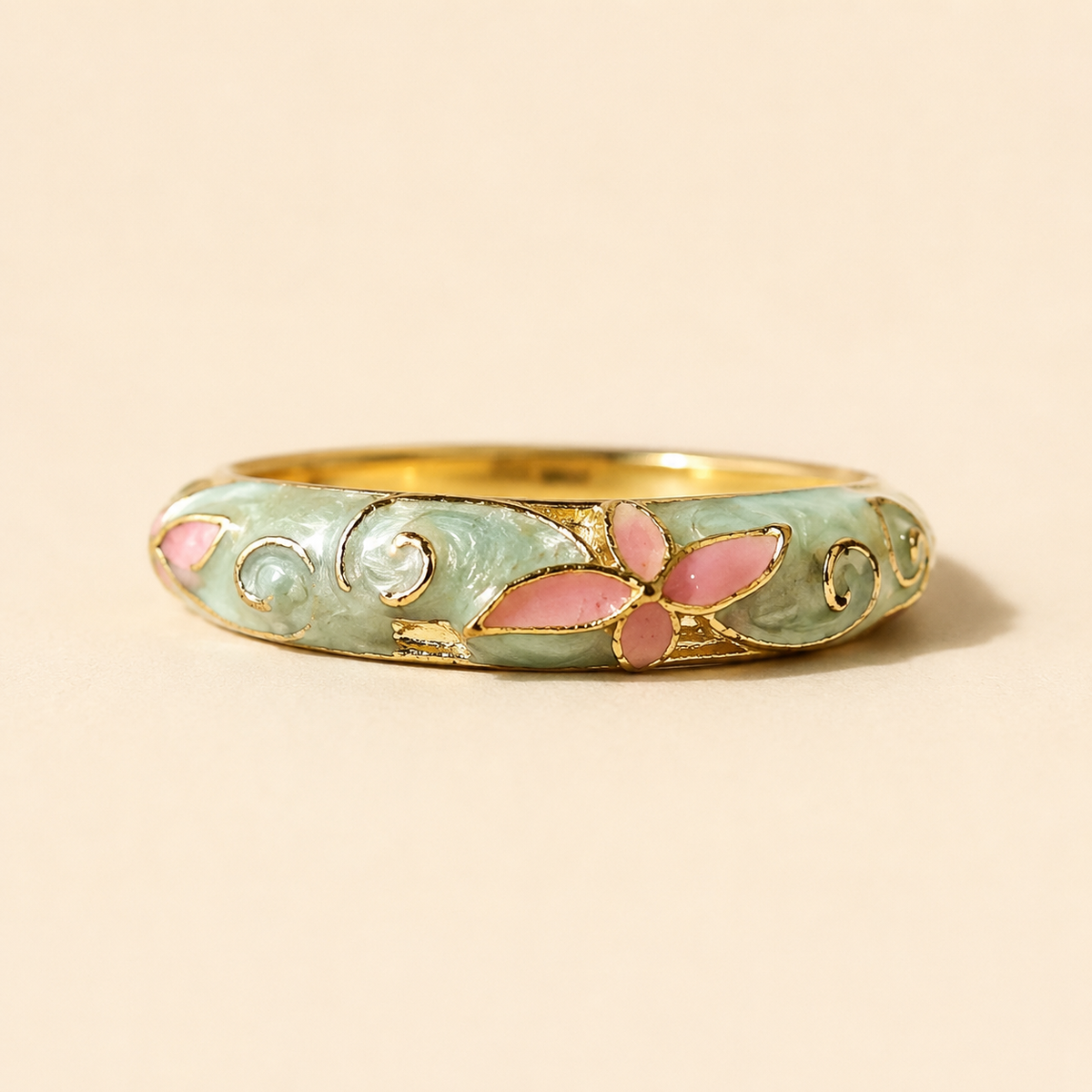 Sea Greenish Blue Enamel Ring