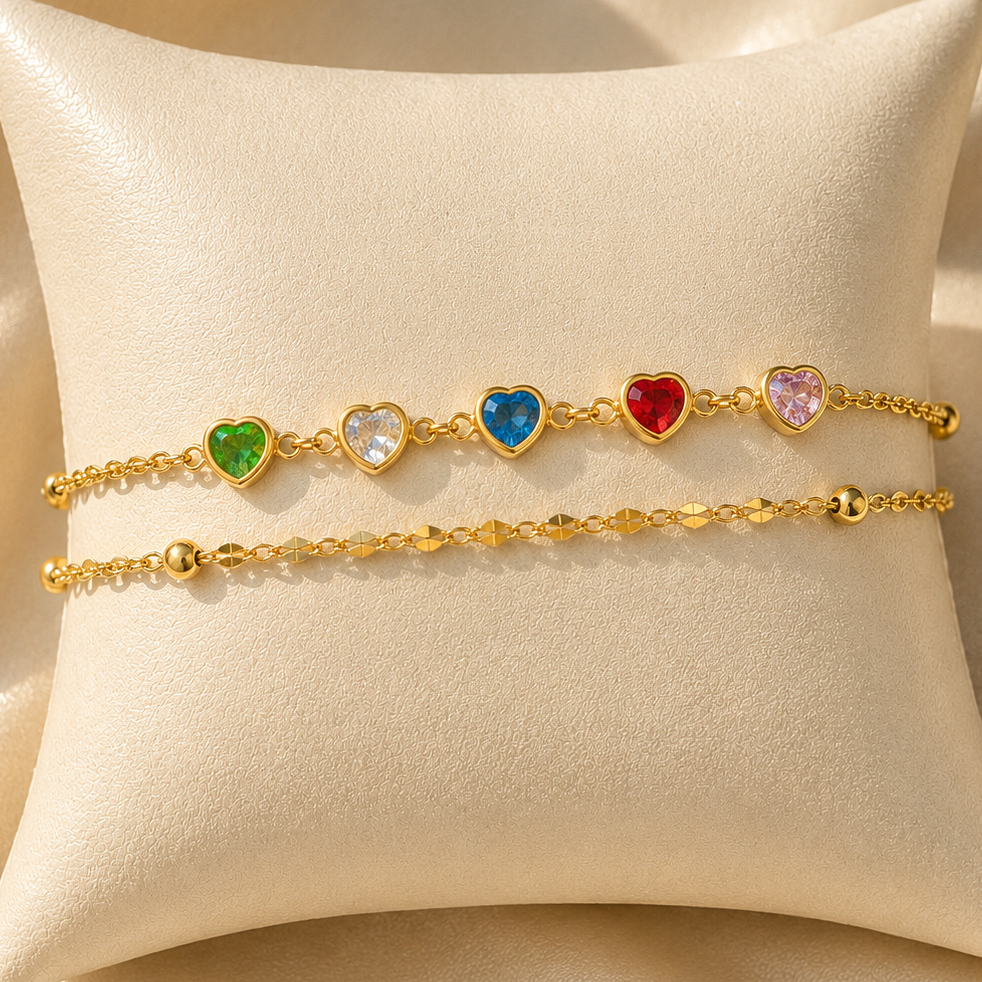 Coloured Heart Gem Bracelet