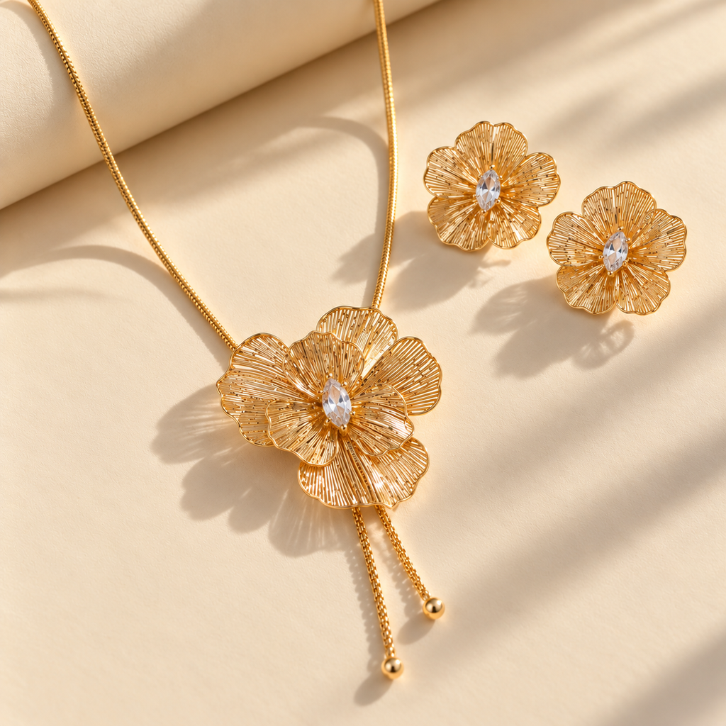 Golden Long Necklace Set