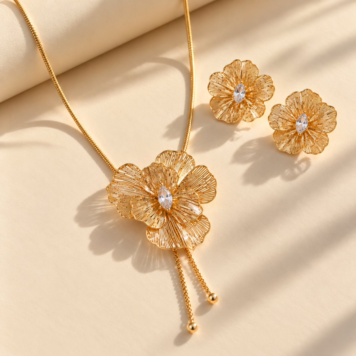 Golden Long Necklace Set