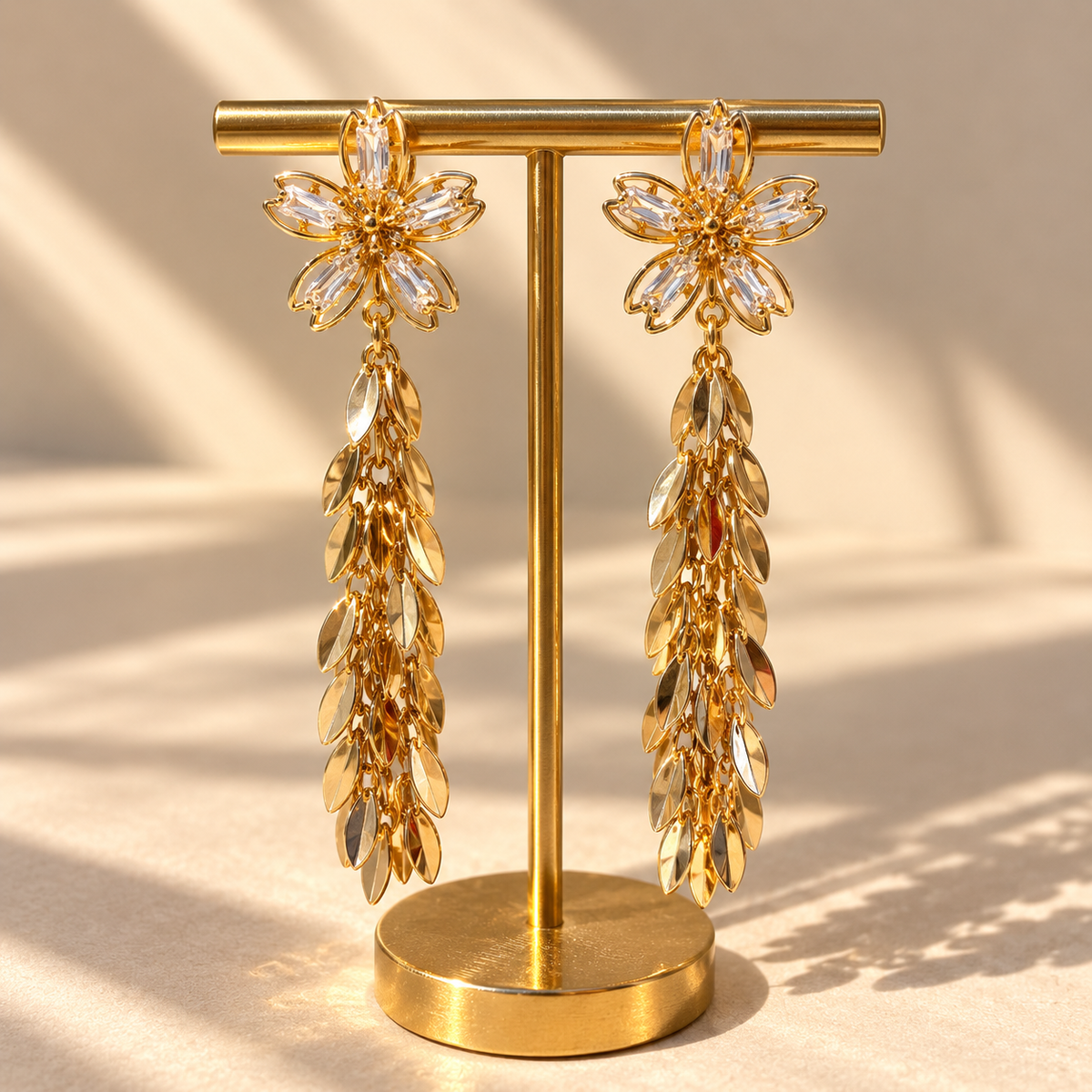 Golden Floral Cascade Earrings