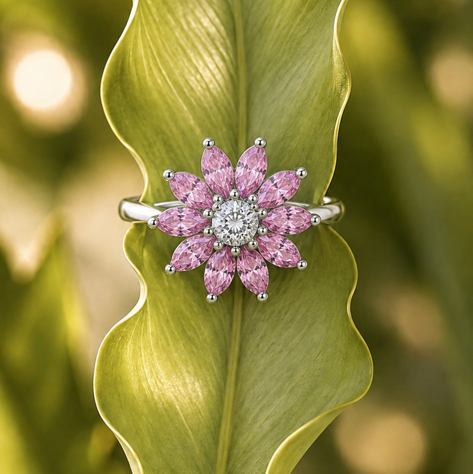 Pink Blossom Gemstone Ring