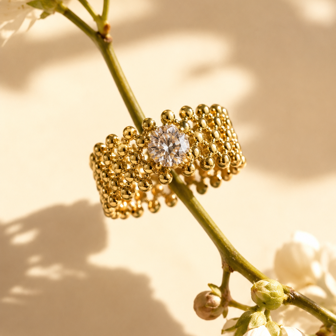 Golden Gemstone Cuff