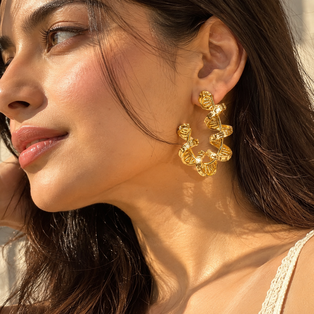 Sculpted Gold Twist Earrings