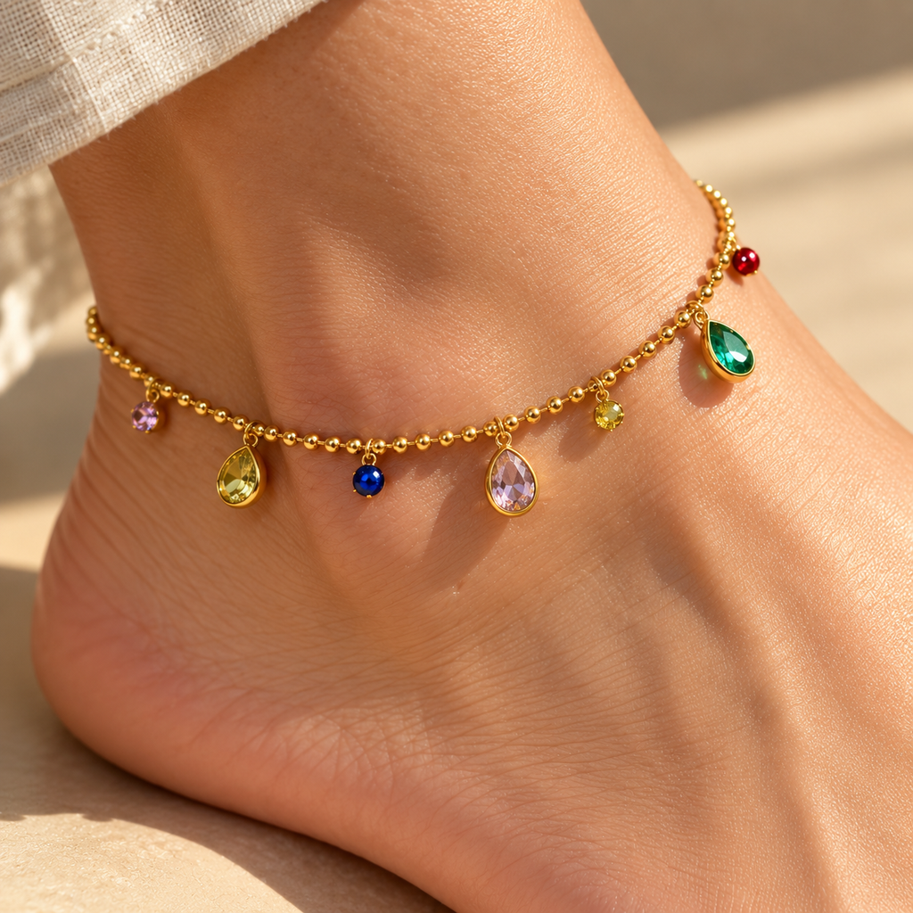Multi Gem Anklet