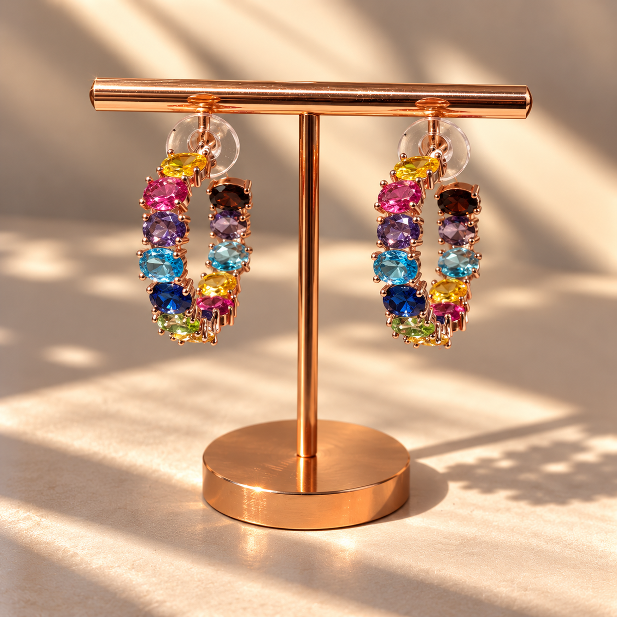Multi Gem Crystal Hoops