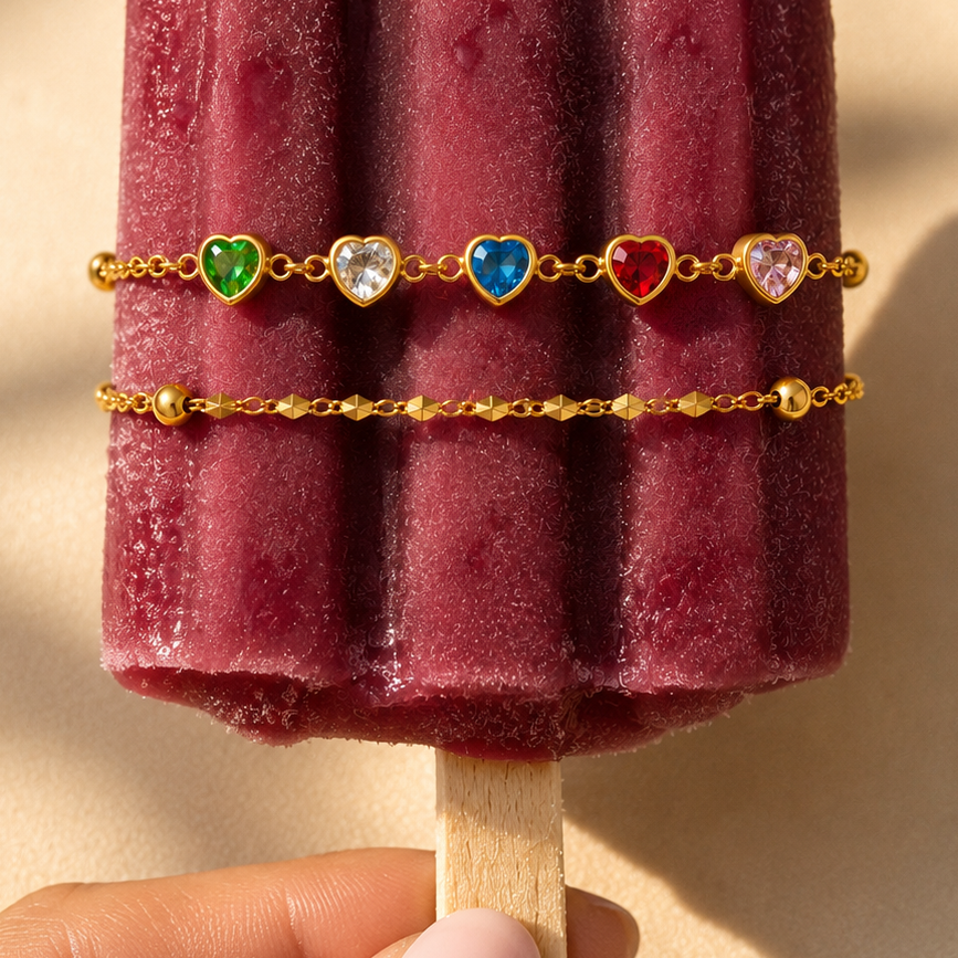 Coloured Heart Gem Bracelet
