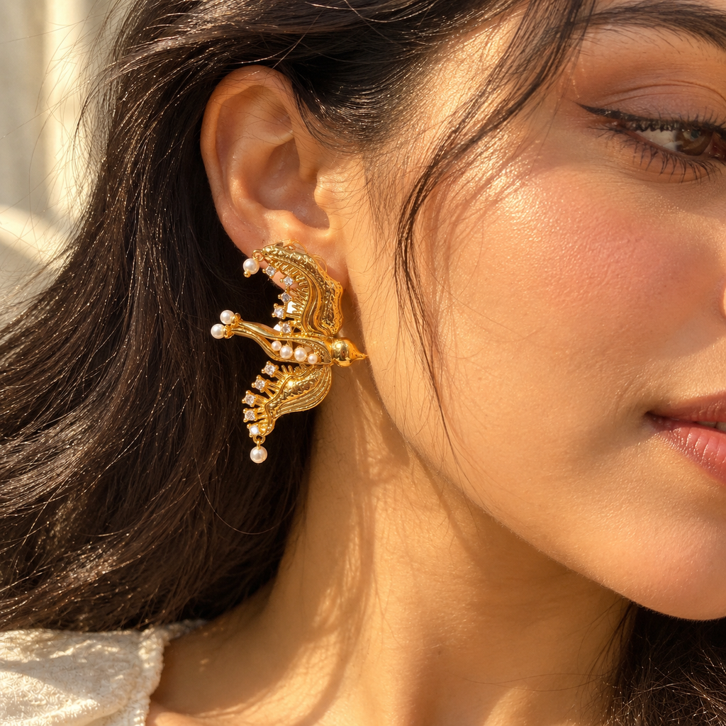 Bird Pearl Earrings