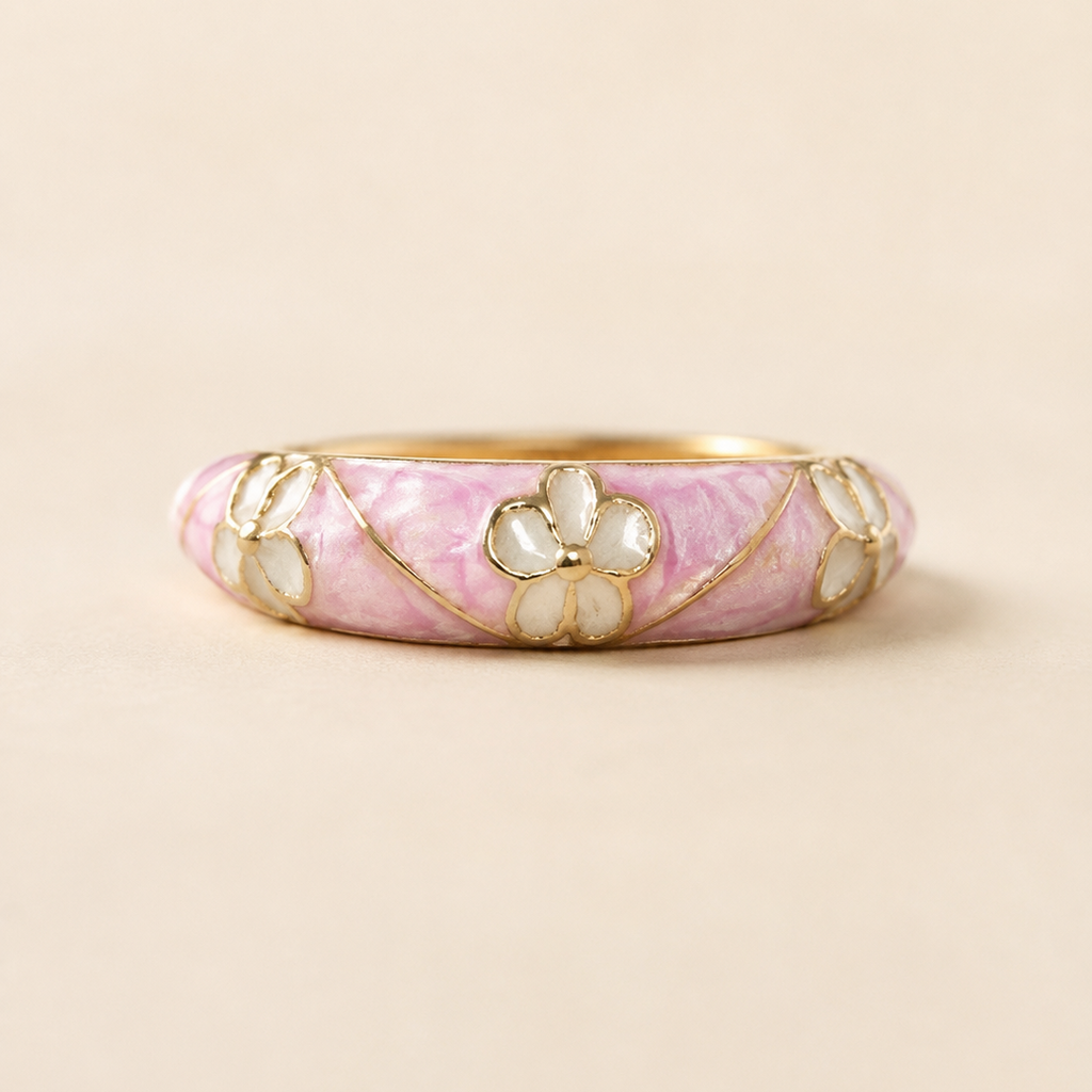 Marble Pink Enamel Ring