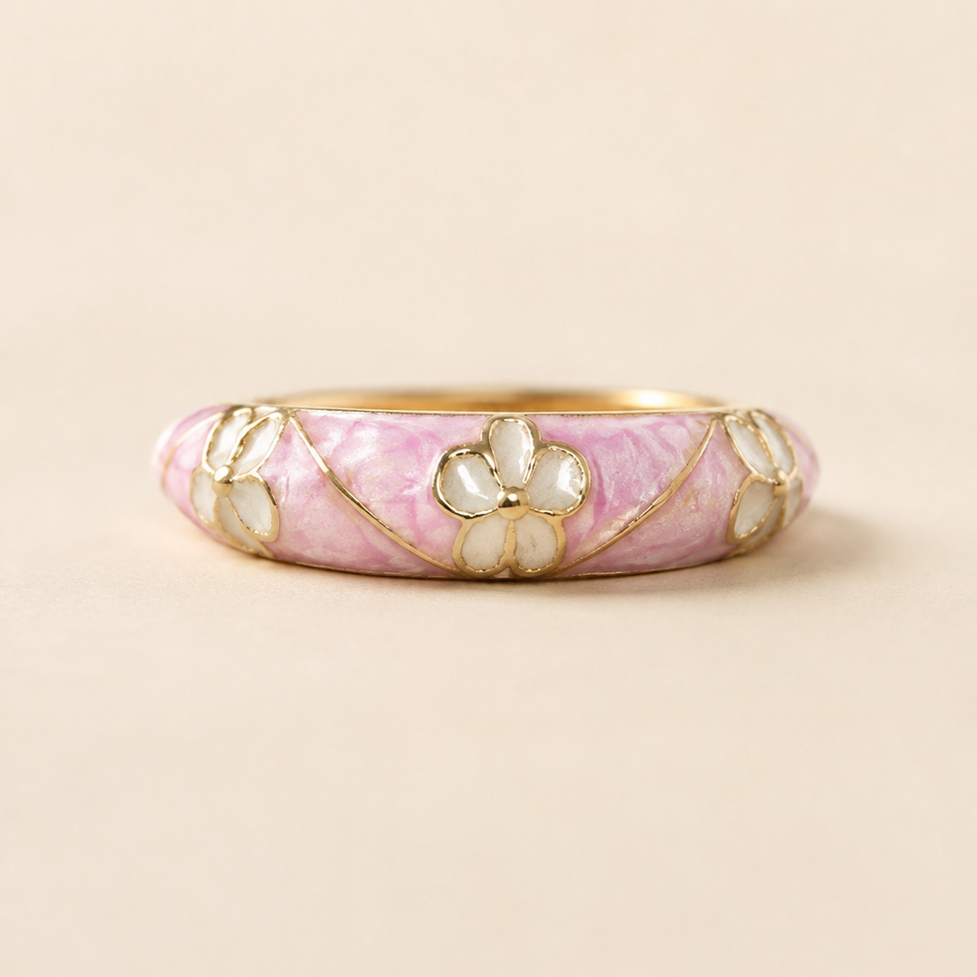 Marble Pink Enamel Ring