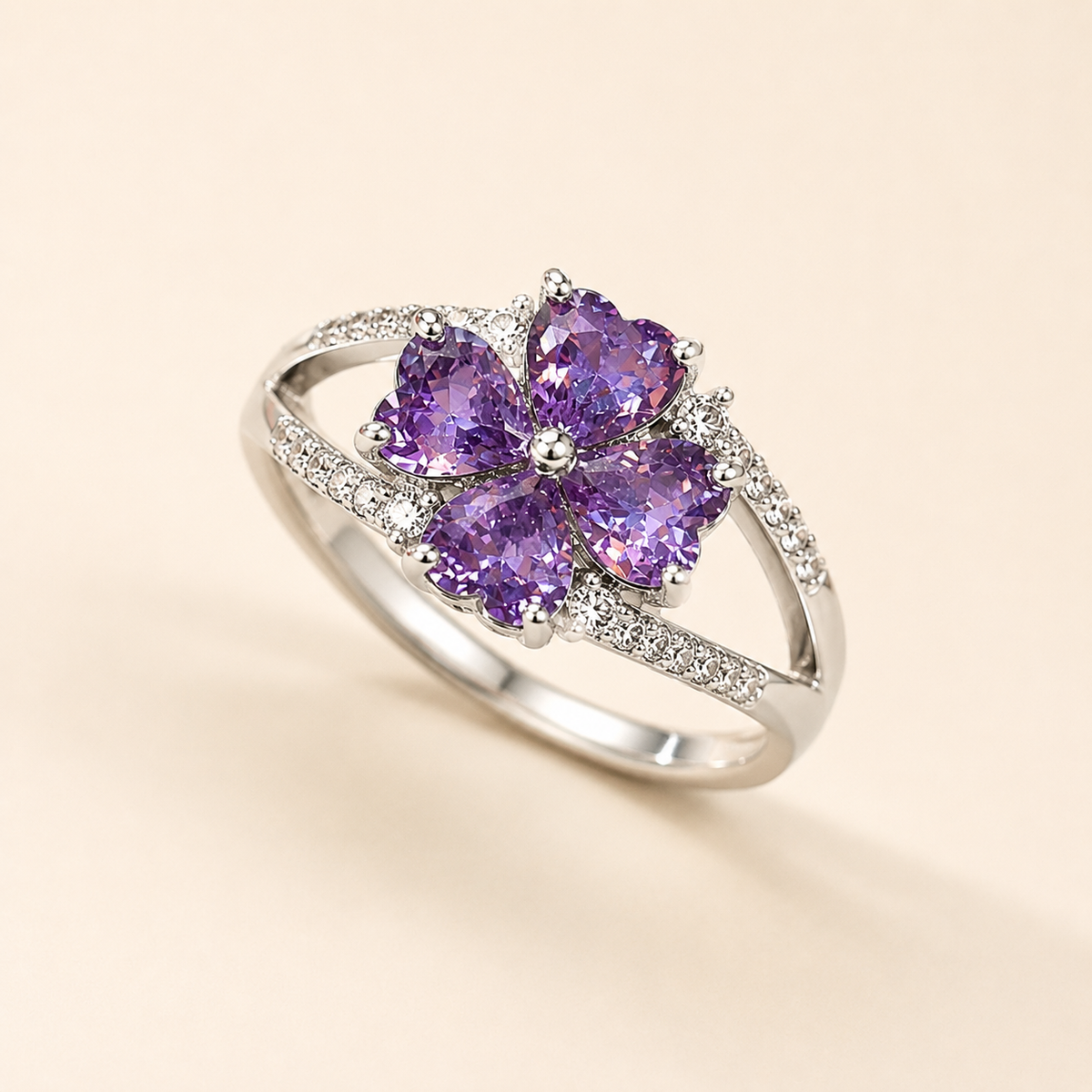 Lavender Heart flower Ring