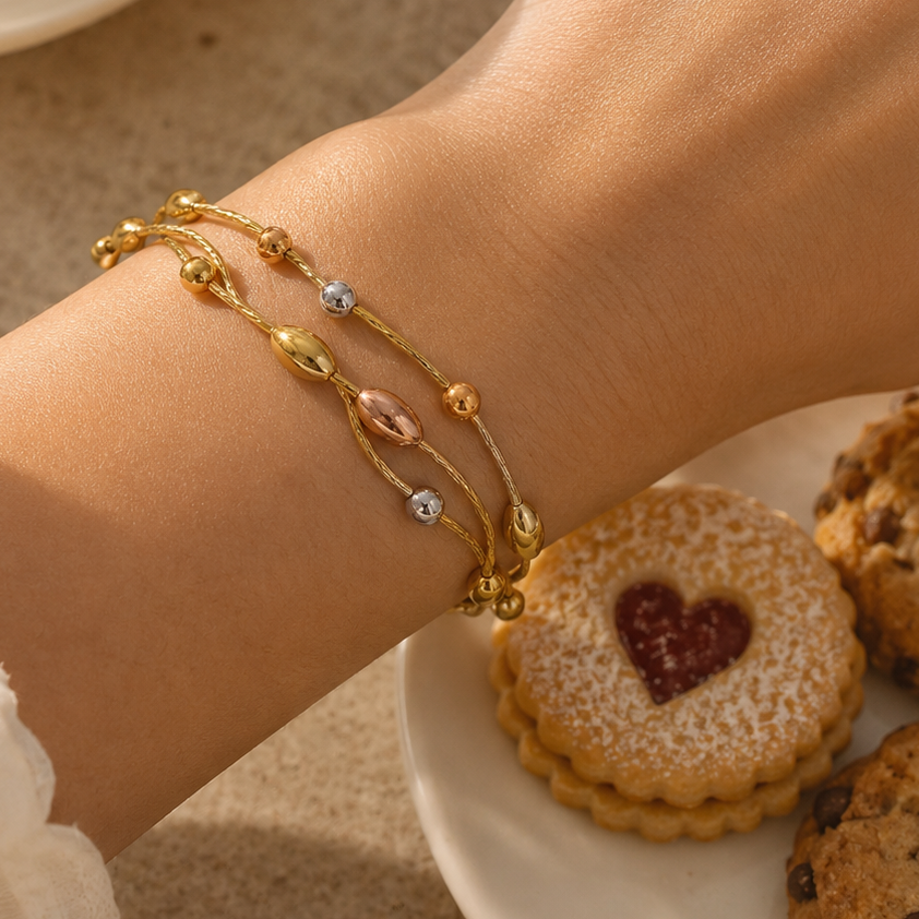 3 tone beaded bracelet