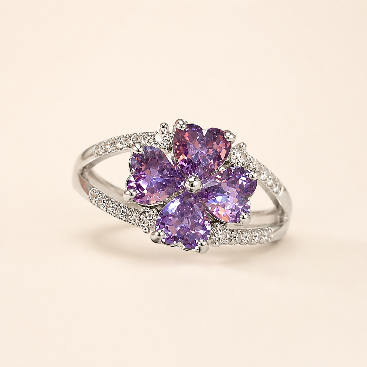 Lavender Heart flower Ring