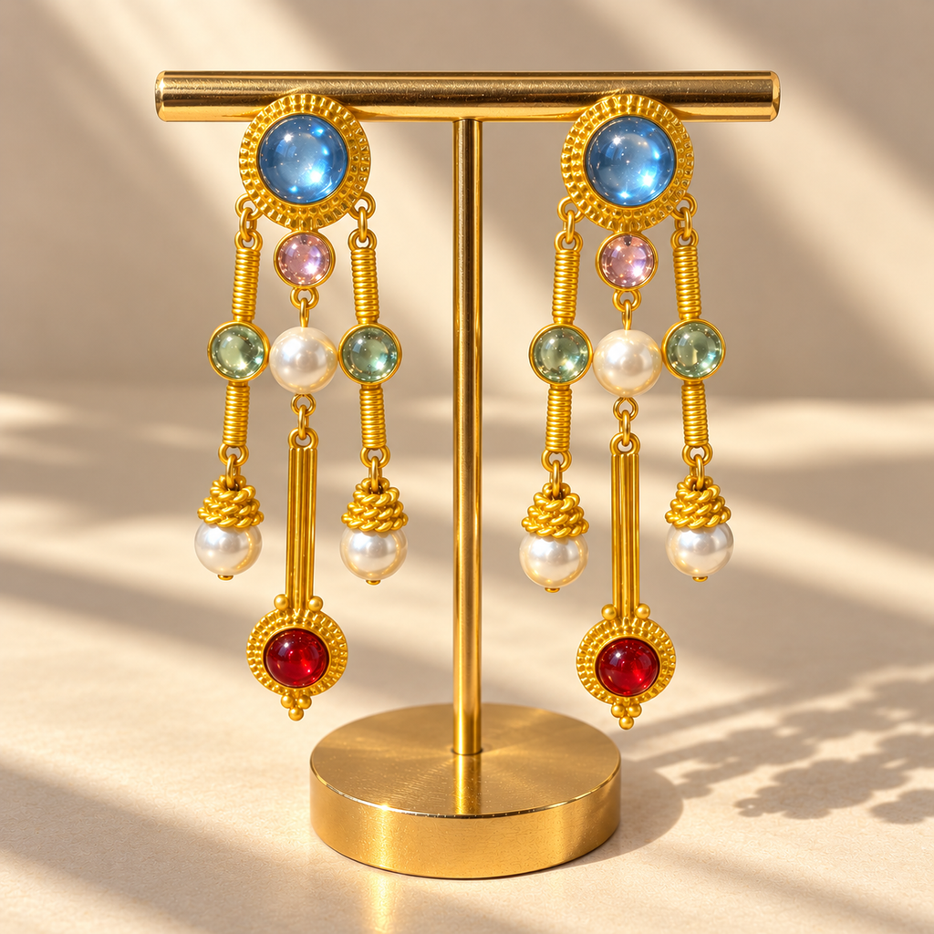 Celestial Gemstone Drop Earrings