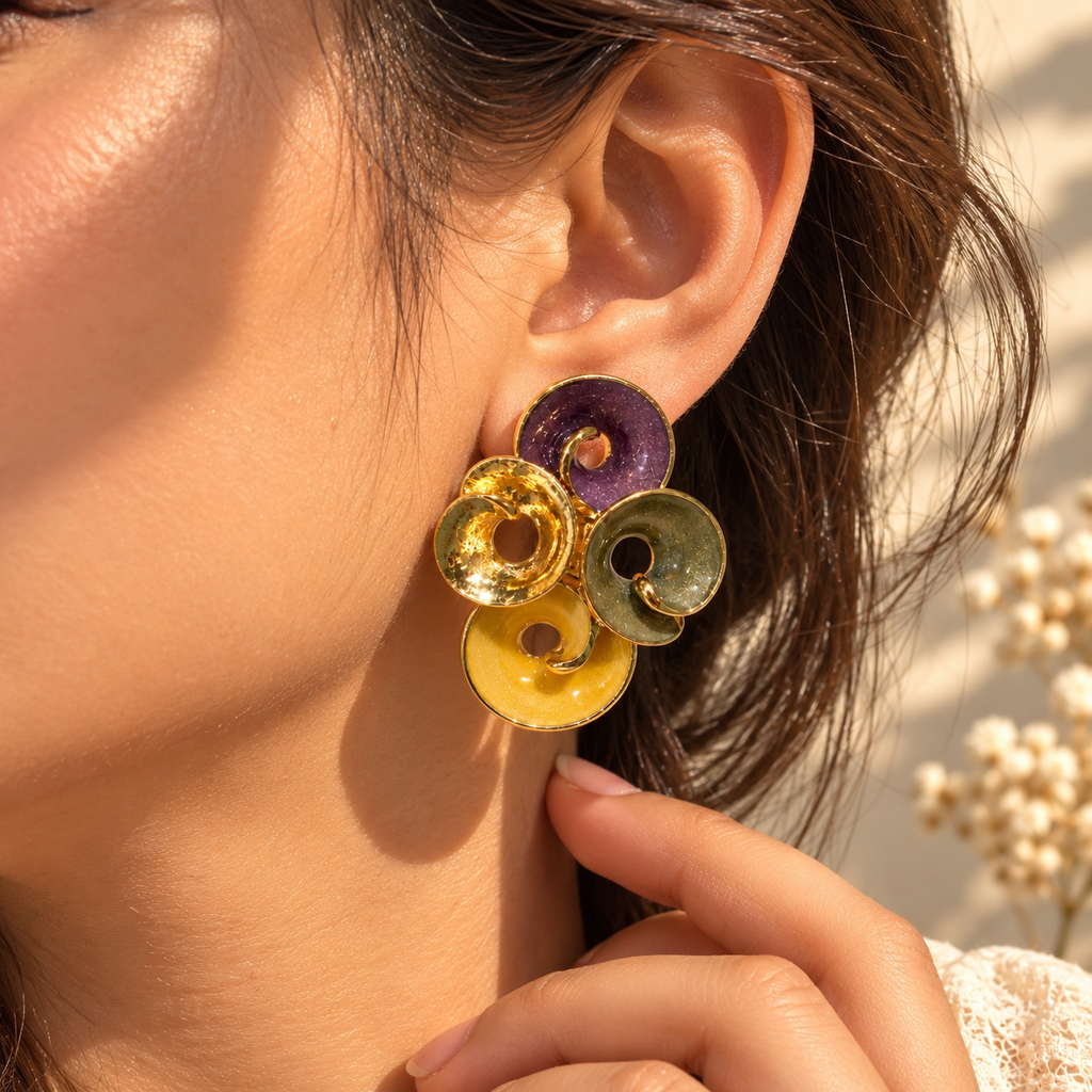 Spiral Enamel Earrings