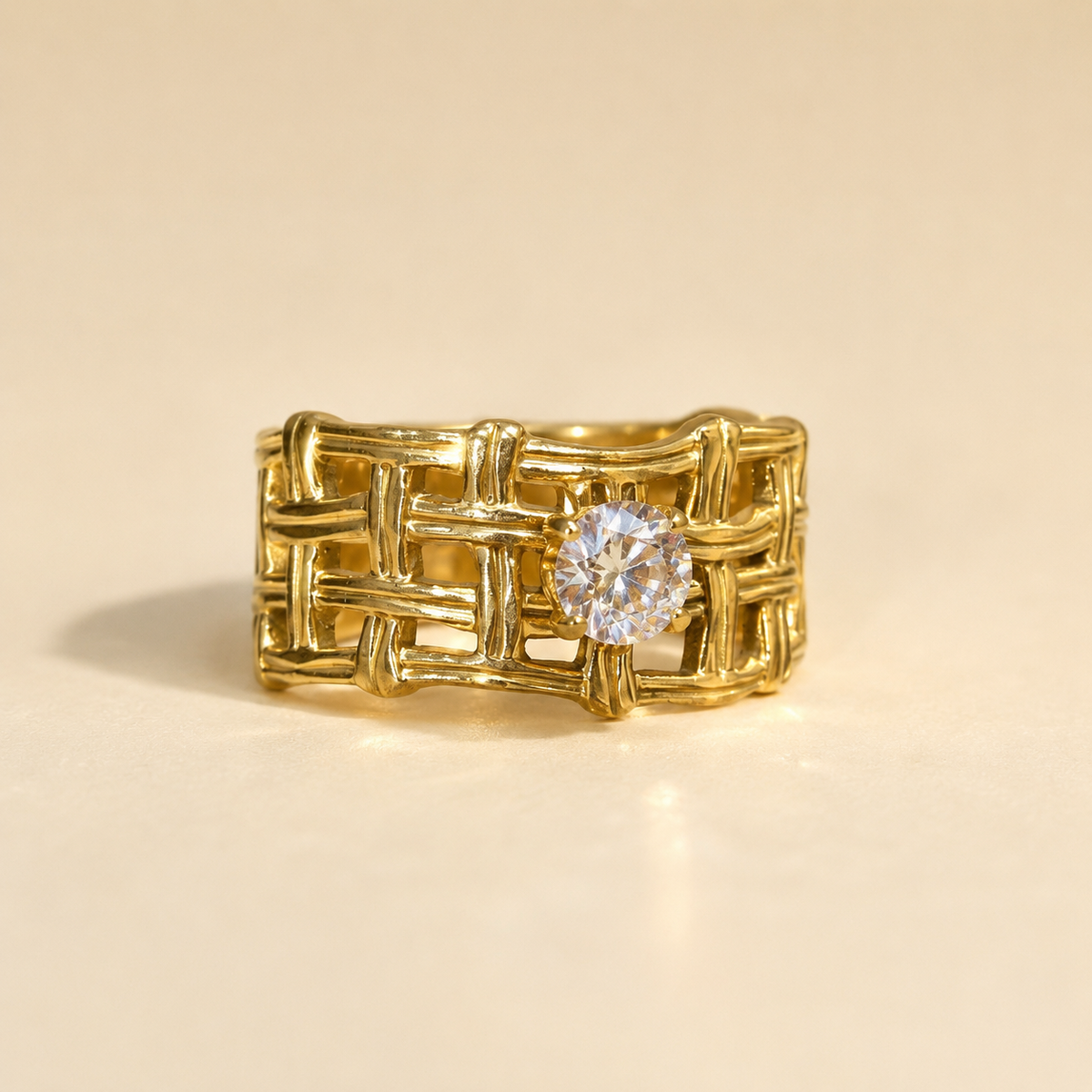 Golden Woven Radiance Ring