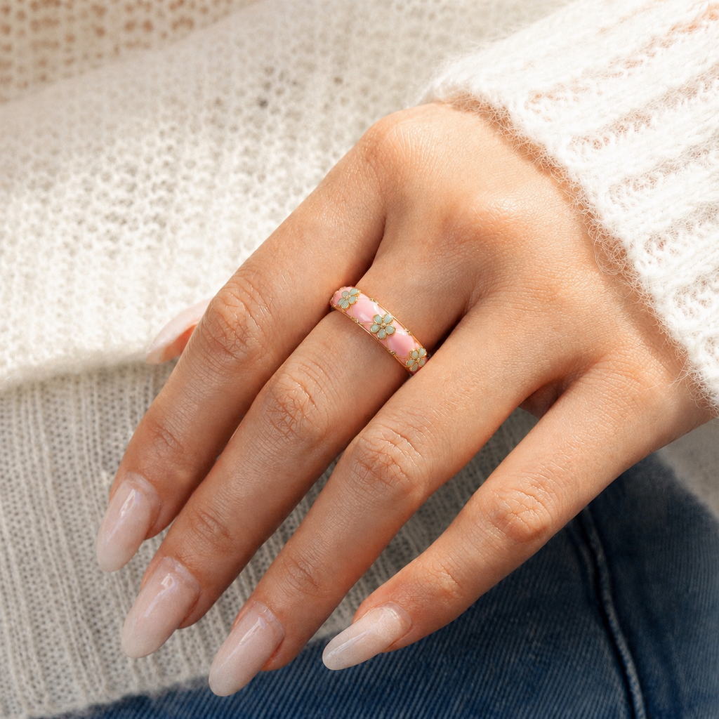 Baby Pink Enamel Ring