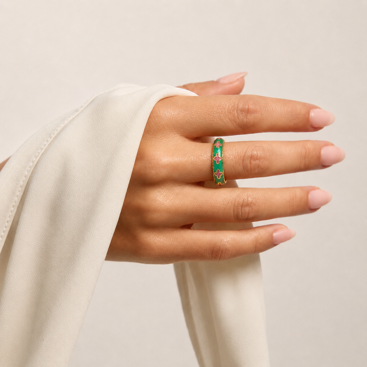 Green Enamel Ring
