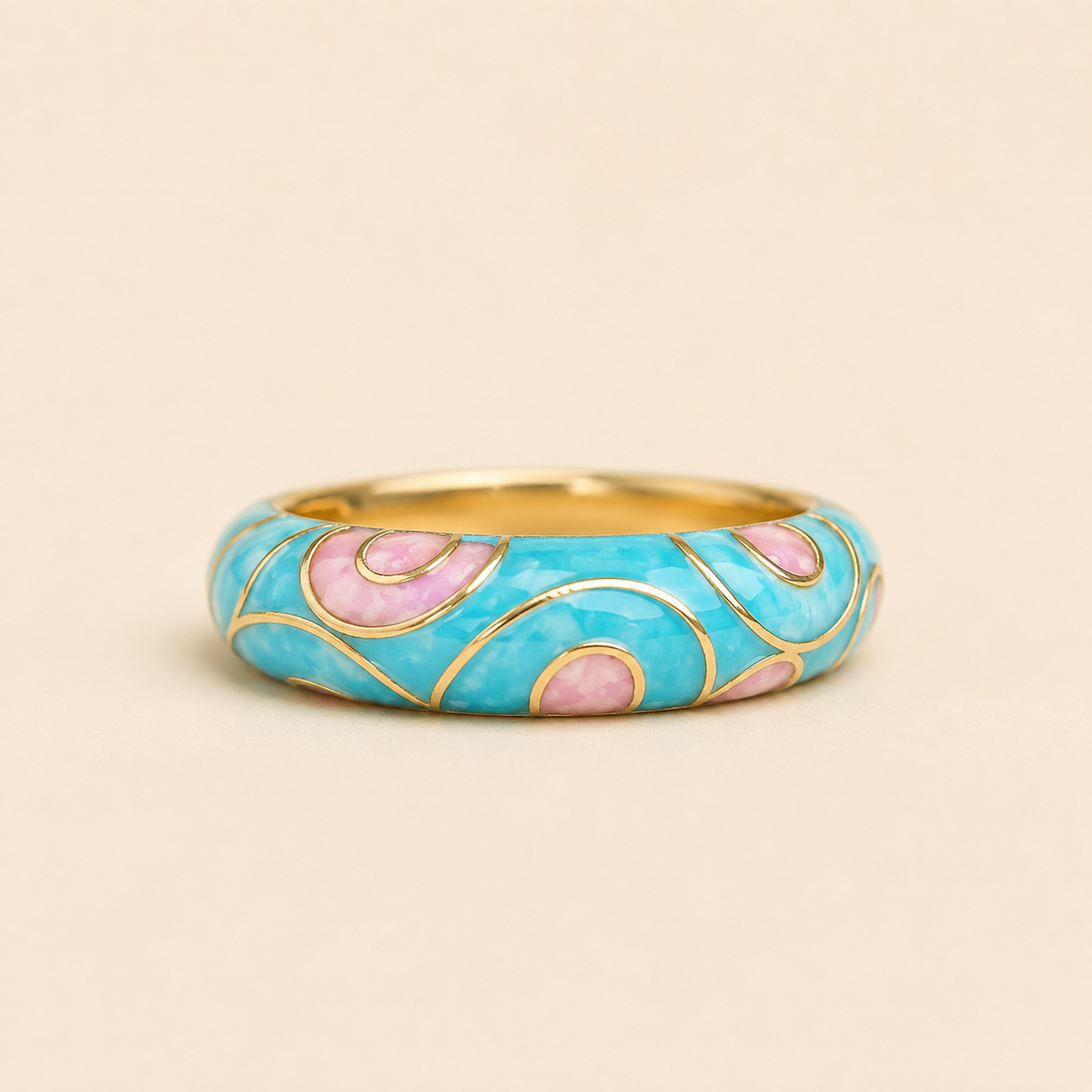 Blue Floral Enamel Ring