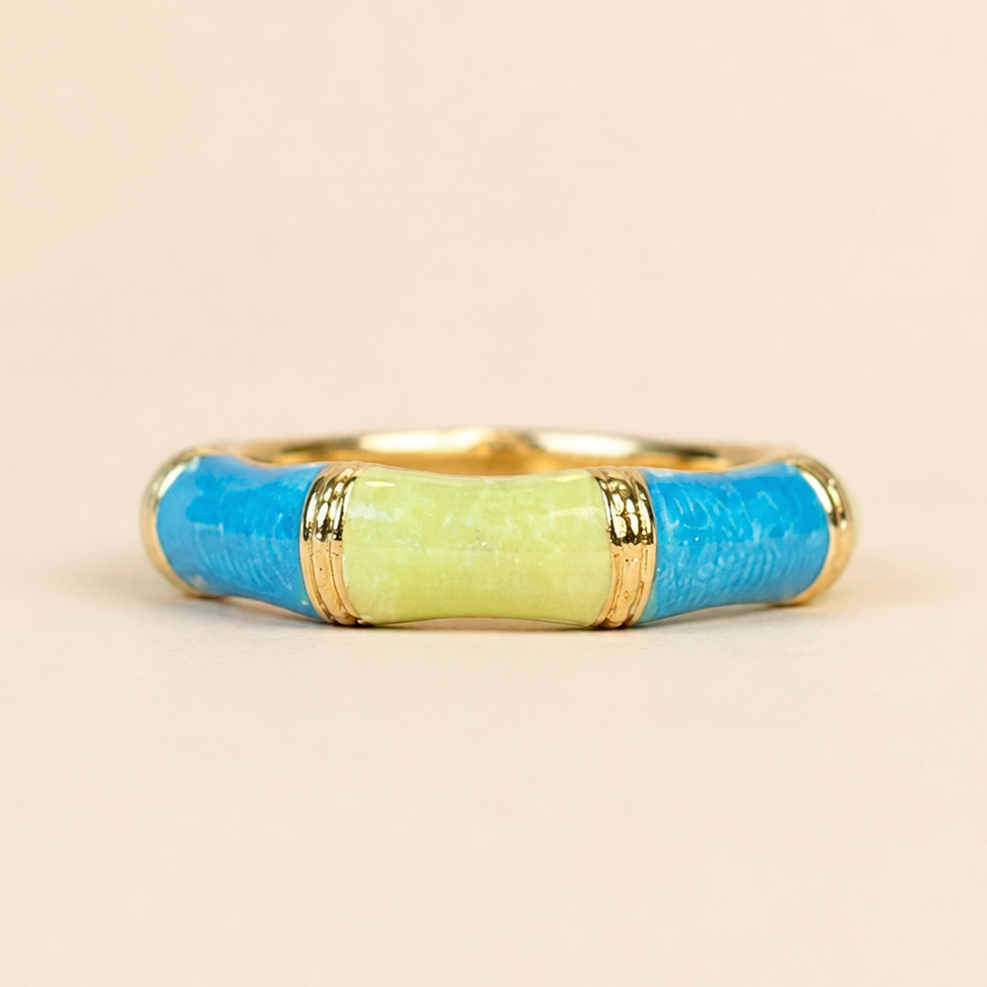 Yellow & Blue Enamel Ring