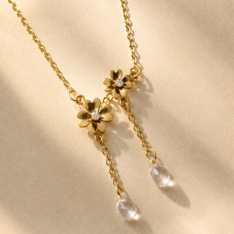 Golden Petal Drop Necklace