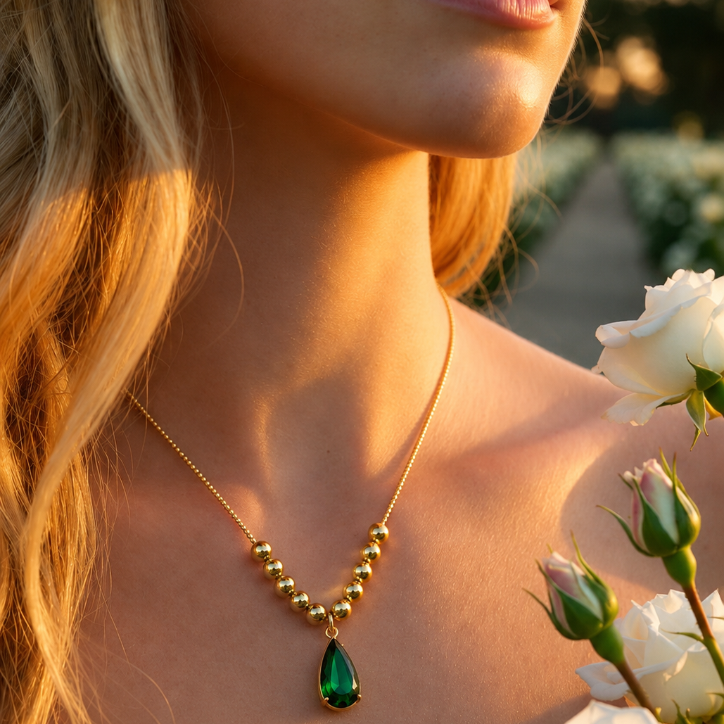 Emerald Teardrop Necklace