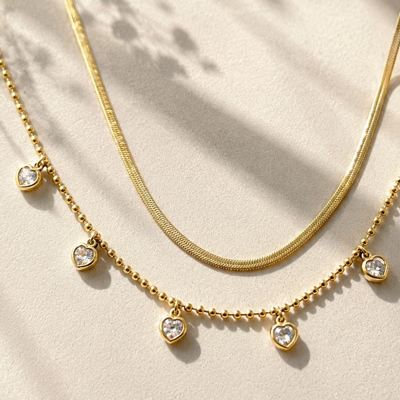 Heart Charm Double Layer Necklace