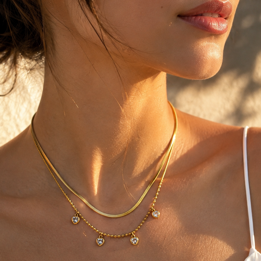 Heart Charm Double Layer Necklace