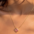 Pink Gem Square Necklace